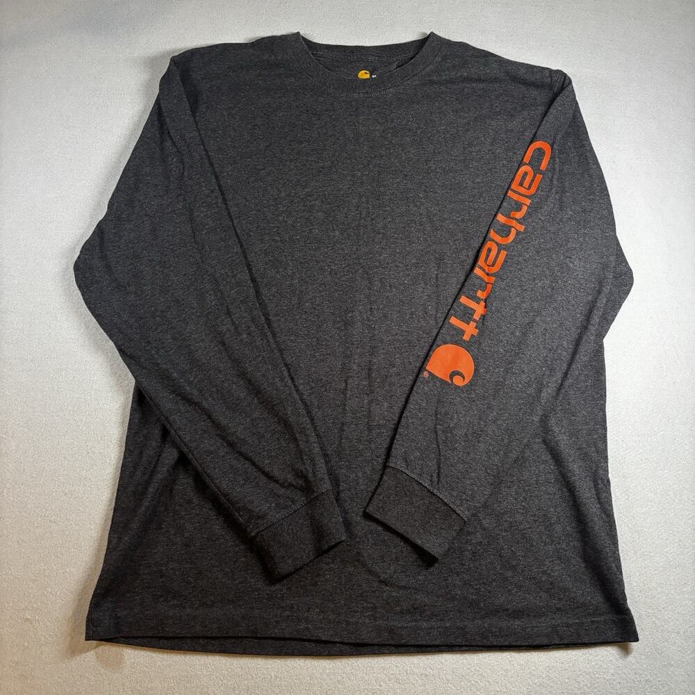 Carhartt Men's Long Sleeve Loose Fit T-Shirt Medium Orange Charcoal Good!